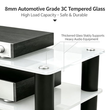 Glass HiFi Audio Rack, 1-4 Tier Vibration Isolation Stand - color: Black, size: 4 tier