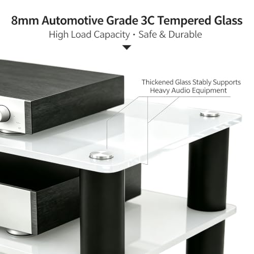 Glass HiFi Audio Rack, 1-4 Tier Vibration Isolation Stand - color: White, size: 2 tier