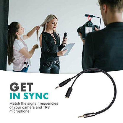 Movo MV-RC300 3.5mm TRS to TRS Line to Microphone Attenuator Cable (-25dB) with Headphone Monitoring for DSLR's, Zoom, Tascam, Mixers, and More