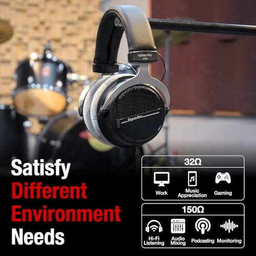 Superlux HD330PRO 32Ω Semi-Open Studio Headphones for Music and Podcasting | For musicians and creators on phones or laptops; 32Ω compatibility, balanced 40mm-driver sound and a semi-open fit.