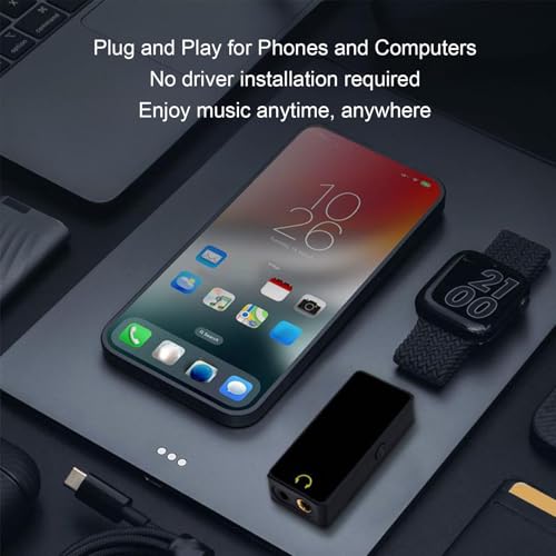 HiFi DAC Decoder, High Performance Portable Headphone Amplifier with 3.5mm and 4.4mm Outputs for Audiophiles ABS Aluminum Alloy Material