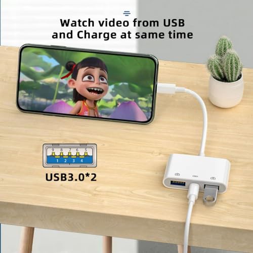 CY Type C USB-C to Dual Type-A USB3.0 Female with PD Power Charge Adapter Compatible with Laptop Tablet Phone - style: USB*2+PD