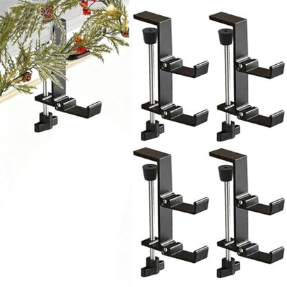 Christmas Stockings Holder Hanger,Metal Hooks for Hanging Christmas Stockings,Stocking Holders for Mantle for Christmas Decorations (Fold 4 Black, 4) - style: Fold 4 Black