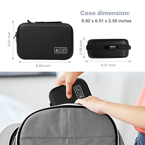 MOSISO Electronic Organizer Travel Case Compatible with MacBook Power Adapter, Compatible with Magic Mouse & Pencil, SD Card, USB Flash Disk with 4 Modular Insert & 2 Cable Tie & Snap Hook, Black - color: Black