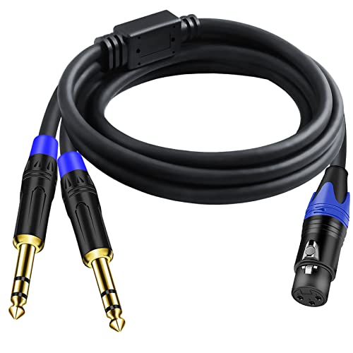 6.35mm Dual TRS to XLR Female Cable for Microphone, Mixer, Amplifier, 10 FT, Dual1/4 TRS Male to XLR Audio Cable, Y Splitter Patch Cord, 3-PinXLR to Dual 1/4 Converter Adapter Cable - style: 1PACK-10ft-Female