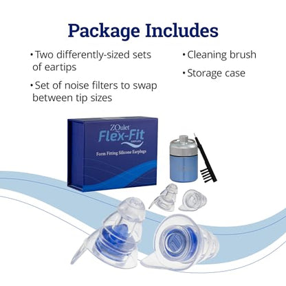 ZQuiet Flex-Fit Earplugs, Form-Fitting Silicone Earplugs, Travel-Friendly