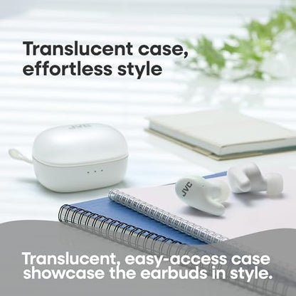 JVC Gumy Premium True Wireless Earbuds Noise Cancelling, Bluetooth 5.4 Headphones 26H Battery, ANC Ambient Mode, Gaming Low Latency, USB-C Case - color: White