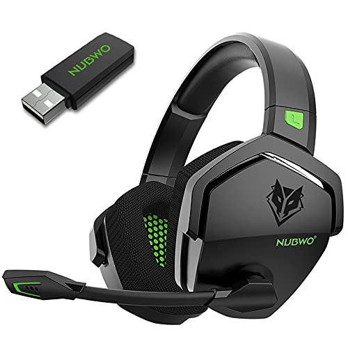 NUBWO G06 Dual Wireless Gaming Headset with Microphone for PS5, PS4, PC - 23ms Low Latency Audio - 100-Hour of Playtime - 50mm Drivers (Black-Green) - color: Black-Green
