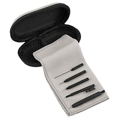 8 Piece Kit Hearing Aid Cleaning Tools and Earphone Earbuds Airpod Cleaner Kit – Includes Vent Cleaner, Steel Pick, Screw Driver, Brush and Wax Loop Microfiber Cloth and Hard Carrying Case