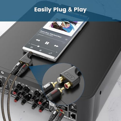 EMK 3.5mm to RCA Female 2-Pack RCA Female to Aux Audio Adapter HiFi Sound Headphone Jack Adapter Metal Shell Y Splitter Auxiliary Cord 1/8 Connector for Phone Speaker MP3 Tablet HDTV