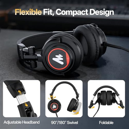 MAONO USB XLR Condenser Microphone with Headphones: PC Computer Podcast Cardioid Metal Mic Kit for Recording, Studio, Singing, YouTube (A04 Gen2 White+MH501)