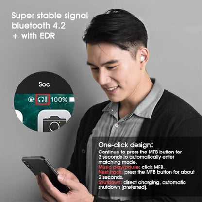 Invisible Earbuds Mini Single Earbuds Tiny Discreet Hidden Earphones for Work, Small Ear Canals in-Ear Wireless with Charging Case for Work