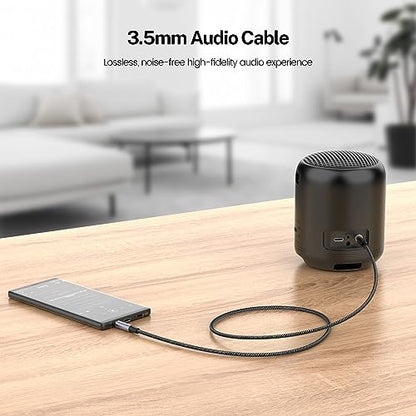 MOSWAG 3.5mm Aux Cord to 3.5mm Audio Aux Jack Cable Male to Male Auxiliary Cable Nylon Braided Stereo Jack Cord for Phones,Headphones,Speakers,Tablets,PCs,Music Players and More (1.64FT/0.5M, Black) | 3 pin auxiliary cable compatible with phone, headset,