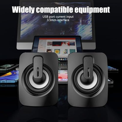 1 Pair A2 Mini ABS Computer Speaker Stereo Sound Wired Less Distortion Clear Bass USB Powered Gaming Speaker Laptop Desktop Use