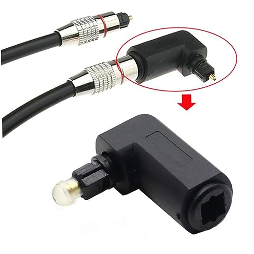 5Pcs 90 Degree Fiber Optic Adapter Male to Female PVC Connector | Rotatable Right Angle Design, Black Finish, Tight Space Linking, Home Audio Accessory Kit
