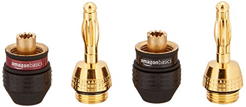 Amazon Basics Gold Plated Banana Plugs Speaker Wire Connectors, 12 Pairs (24 Count), Easy Install, 0.5" x 0.5" x 1.3", Black - size: 0.5" x 0.5" x 1.3"