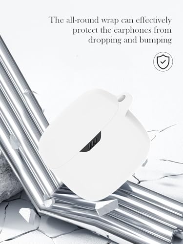 Case for JBL Tune Flex - True Wireless Noise Cancelling Earbuds,Soft Protective,BOVUGAC Silicone Case Cover with Keychain & Cleaning Kit & Lanyard for JBL Tune Flex Earbuds-White - color: White
