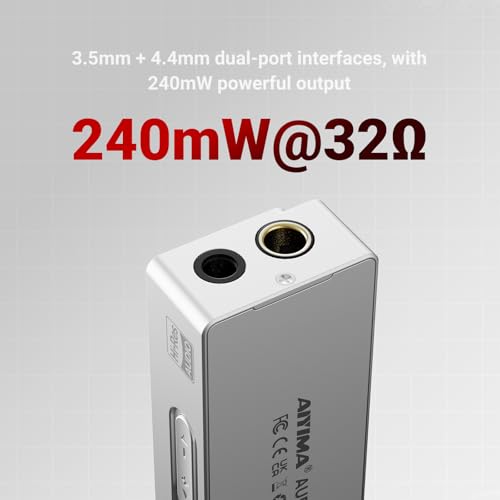 AIYIMA H4 Hi-Res Portable USB C Headphone Amp,DSD512 ES9039Q2M DAC Amp | Digital Display Support 32bit/768kHz | 4.4MM/3.5MM Dual Headphones Output | UAC 1.0 Gaming mode Compatible with Switch & PS5