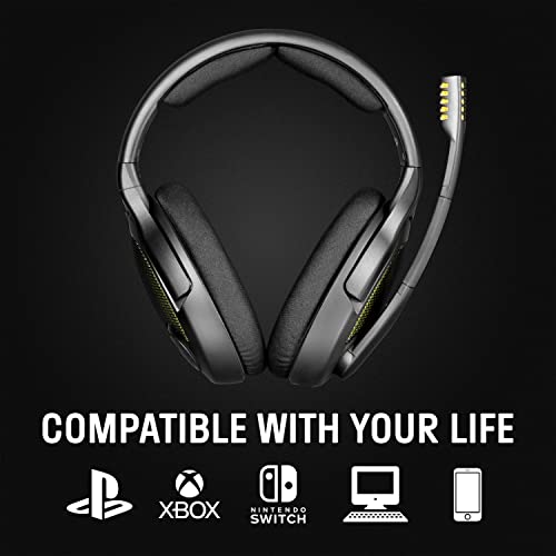 DROP + EPOS PC38X Gaming Headset Noise-Cancelling Microphone with Over-Ear Open-Back Design, Velour Earpads, Compatible with PC, PS4, PS5, Switch, Xbox, Mac, Mobile, and More (Yellow) - color: Black, style: EPOS PC38X