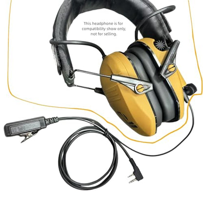 2pack Push-To-Talk K1 Cable with Aux 3.5mm Male Adapter PTT Mic for Baofeng UV-5R Retevis RT18 RT19 RT21 RT22 RT27 H-777 Kenwood 2-Pin Radio Connecting to Headset Earmuffs with 3.5mm Audio Jack