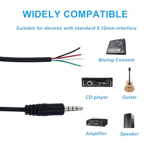 Jiozermi 3.5mm Male to Bare Wire TRRS Audio Cable, 3ft, 4 Pcs | 4 Pole Stereo, 1/8" TRRS Male Jack, For Speaker Headphone Microphone, Cable Repair - size: 3ft