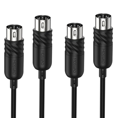 MOSWAG 5-Pin MIDI Cable 2 Pack, MIDI to MIDI Cord for Keyboard, Synthesizer, Guitar Pedal, Sampler, Audio Interface -10 Feet - size: 10FT