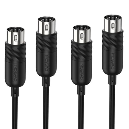 MOSWAG 5-Pin MIDI Cable 2 Pack, MIDI to MIDI Cord for Keyboard, Synthesizer, Guitar Pedal, Sampler, Audio Interface -10 Feet - size: 10FT