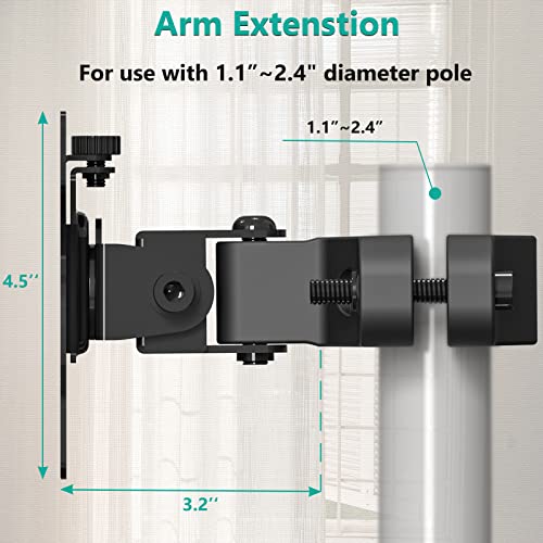 WALI Monitor Pole Mount for Universal Monitor Mounting System, Pole Mount Bracket Fits 1.1 to 2.4" Diameter Pole, Up to 32" Screens, Mounting Holes for 75 x 75mm and 100 x 100mm (VES02), Black - size: For 1.1''-2.4'' diameter pole