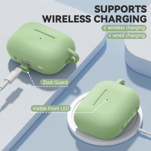 Ljusmicker for AirPods Pro 3 Case 2025 with Magnetic Lock,Pastel Green | Soft Silicone Protective Cover for Apple AirPod Pro 3rd Generation Case with Cleaner Kit & Keychain for Women Men,Shockproof - color: A1-Pastel Green
