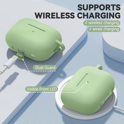 Ljusmicker for AirPods Pro 3 Case 2025 with Magnetic Lock,Pastel Green | Soft Silicone Protective Cover for Apple AirPod Pro 3rd Generation Case with Cleaner Kit & Keychain for Women Men,Shockproof - color: A1-Pastel Green