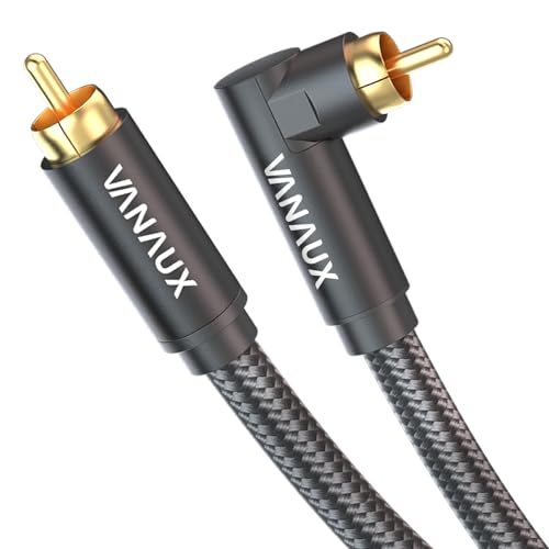 VANAUX 90 Degree Subwoofer Cable 26FEET/8M,Shielded RCA Audio Cable 24K Gold-Plated Single RCA Male to Male Coaxial Audio Cables for Home Theater/Television/Gaming Console/DVD Player/Speaker-Black - size: 26FEET/8M