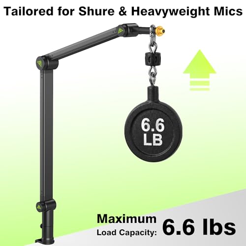 AA AUDIO ACCESSORY Never-Sag 950mm Mic Boom Arm, 6.6lbs Load Capacity - color: Black