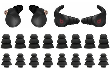 Silicone Replacement Ear Buds Tips, 20 Pcs, Black (Triple Flange) - size: Size: Universal - Shape: Triple Flange