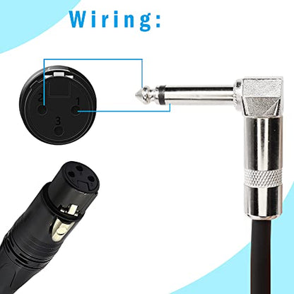 Right Angle 6.35mm Mono to XLR 3 Pin Cable,90 Degree 1/4 Male to XLR Female Interconnect Cable for Soundbox, Microphone, Power Amplifier Etc(50cm)