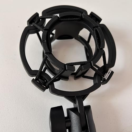 Microphone Shock Mount 1 PACK, Mic Holder Clip for 43-48mm/1.69~1.9in Diameter Condenser Microphone, 3/8 or M16 Internal Thread, with 5/8" Male to 3/8" Female Screw Adapter, Easy to Use (Black)