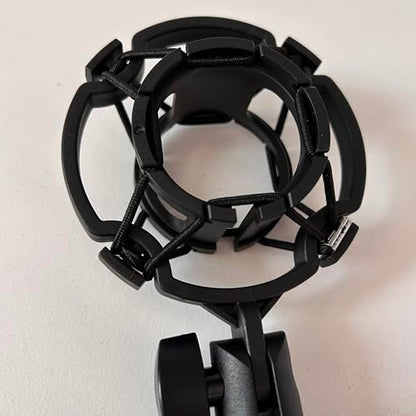 Microphone Shock Mount 1 PACK, Mic Holder Clip for 43-48mm/1.69~1.9in Diameter Condenser Microphone, 3/8 or M16 Internal Thread, with 5/8" Male to 3/8" Female Screw Adapter, Easy to Use (Black)