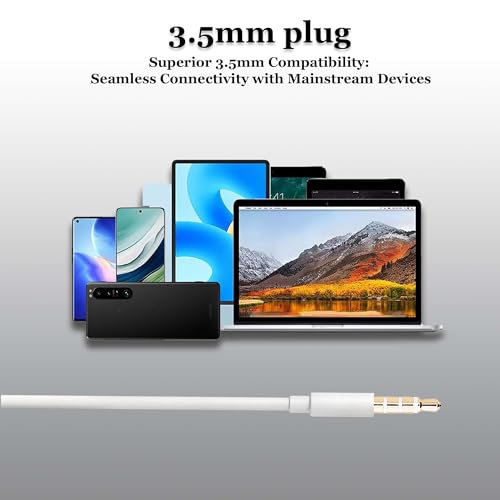 MAS CARNEY Wired Earbuds with 3.5mm AUX Plug, in-line Mic & Volume Control | Wired Headphones with S/M/L Silicone Tips & Universal Compatibility – Ideal for School, Plane, Gaming, Computers & Tablets - color: Black