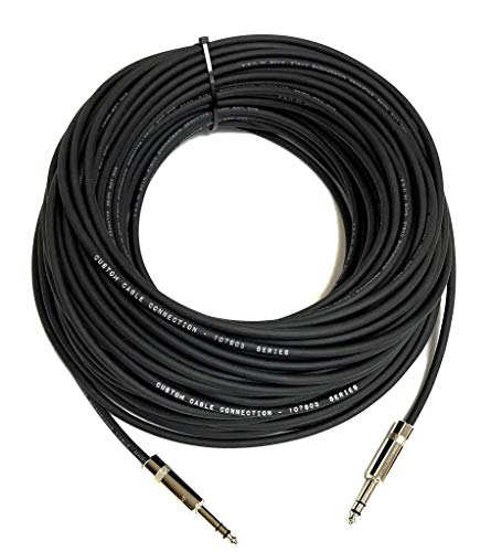 6 Foot Pro Audio REAN 1/4 inch (6.35mm) TRS to REAN 1/4 inch (6.35mm) TRS Balanced Cable with Rean NYS228 Nickel Plated connectors by Custom Cable Connection - size: 6 Foot, style: Male to Male (Nickel)