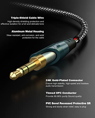 Headphone Splitter Adapter for PC, 3.5mm CITA TRRS Female to 2 TRS Male Headphone Audio Mic Jack Y Splitter Cable for Gaming Headset to Dual-Jack PC, Laptop (Strong Nylon Braided) - 1 Ft - style: 1-to-2