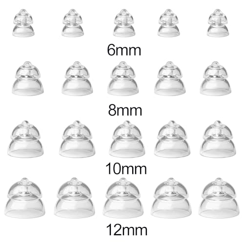 MiniFit Power Domes for Oticon Hearing Aids, 10mm, 20 Pieces | Soft silicone, fits Oticon Opn, Nera, Alta and RITE models, not for Corda tubes, includes cleaning brush and cloth, 2 packs - size: 10MM