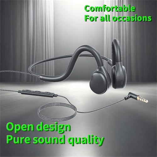 Air Conduction Open Ear Headphones,3.5MM Wired Headphones and Built-in Microphone Suitable for Outdoor Activitie