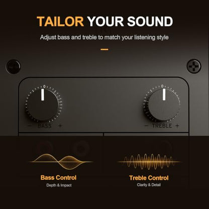 Nylavee Desktop Speakers, Hi-Res Computer Speakers for Desktop PC with LDAC | Bluetooth 6.0/USB/AUX/RCA, Bookshelf PC Speakers with Bass & Treble Control, Headphone Jack