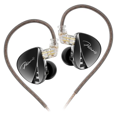 CCA Polaris 4 Tone Adjustable in Ear Monitor Headphones, High-Sensitivity Dual-Cavity Dynamic Driver IEM Earphones, HiFi Stereo Gaming Earbuds with 2pin Detachable Cable - size: No Mic