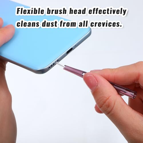 10Pcs Cell Phone Cleaning Kit, Dual Head Anti-Clogging Nylon Brushes Hook Cleaner, Multifunction Mini Cleaning Kits for 16 17 Pro Max Charging Port, Speaker, Earphone, Tablet, Camera, Keyboard, Purple