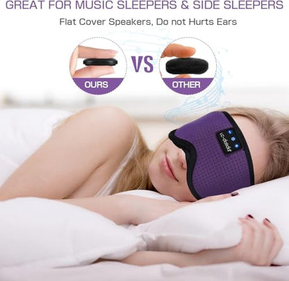 LC-dolida Bluetooth Sleep Mask,Wireless Bluetooth Sleep Mask,Sleep Headphones,Ideal for Travel,Night Work,Napping,Side Sleeping and Office Use for Both Men and Women，Earplugs Included (Rose Purple) - color: Rose Purple