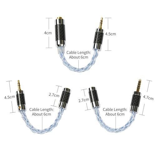 3.5mm Stereo Male to 4.4mm Balanced Female Adapter Cable/Silver-Plated OFC/Brass Gold-Plated Carbon Fiber Plug (3.5mm Male to 2.5mm Female)