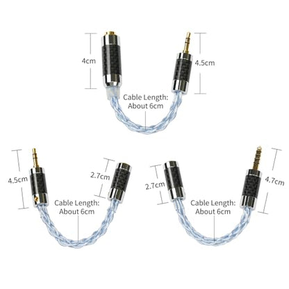 3.5mm Stereo Male to 4.4mm Balanced Female Adapter Cable/Silver-Plated OFC/Brass Gold-Plated Carbon Fiber Plug (3.5mm Male to 2.5mm Female)
