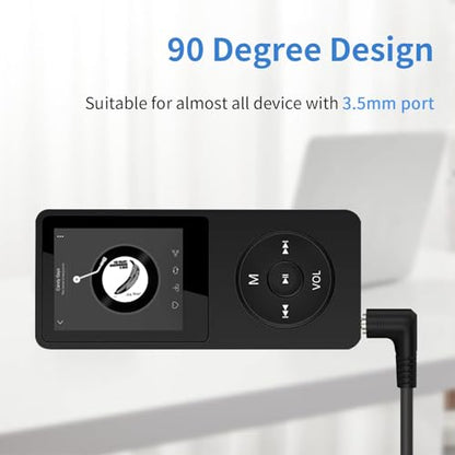 Duttek Right Angled 90 Degree 3-Pole 3.5mm DC Male AUX Audio Jack to Mini USB Male Microphone Adapter Cable-0.3m/Black