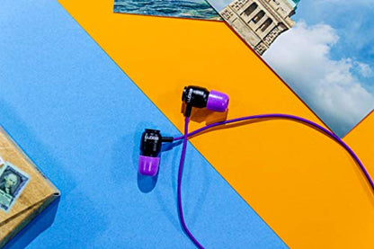 LUDOS Clamor Wired Earbuds in-Ear Headphones, 5 Years Warranty, Earphones with Microphone, Noise Isolating Ear Buds, Memory Foam for iPhone, Samsung, School Students, Kids, Women, Small Ears - Purple - color: Purple, style: 3.5 mm