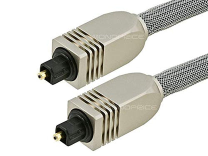 Monoprice Premium S/PDIF (Toslink) Digital Optical Audio Cable - Silver - 3 Feet | Heavy Duty Mesh Jacket, Metal Connector Heads, For Play Station, Xbox one, Home theater & More - size: 3ft